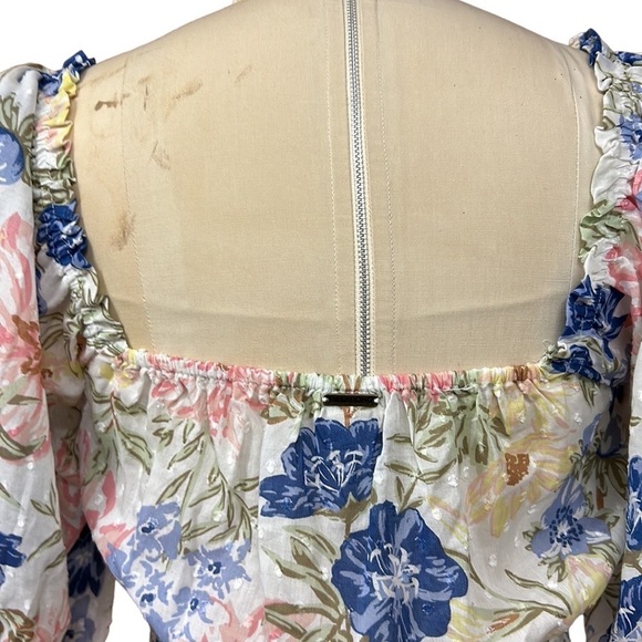 BILLABONG | Royal Wear Top Crop Top Swiss Dot Puff Sleeve Floral in‎ Mult… - Picture 9 of 14